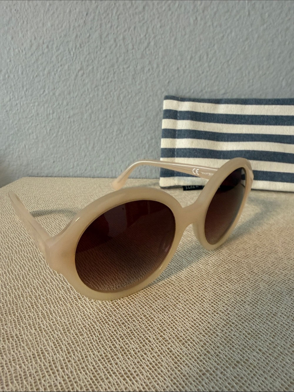 J. Crew Beige Round Sunglasses with Brown Gradient Lenses